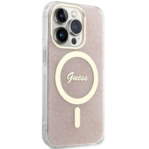 Etui Guess IML 4G MagSafe na iPhone 15 Pro Max - różowe