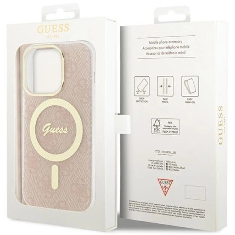 Etui Guess IML 4G MagSafe na iPhone 15 Pro Max - różowe