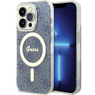 Etui Guess IML 4G MagSafe na iPhone 15 Pro - niebieskie