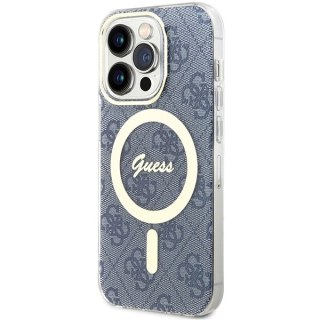 Etui Guess IML 4G MagSafe na iPhone 15 Pro - niebieskie