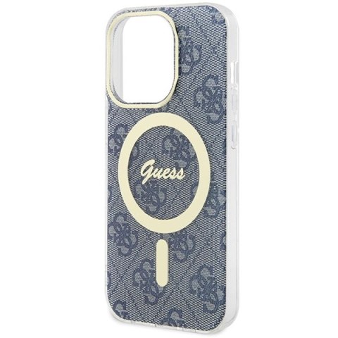 Etui Guess IML 4G MagSafe na iPhone 15 Pro - niebieskie