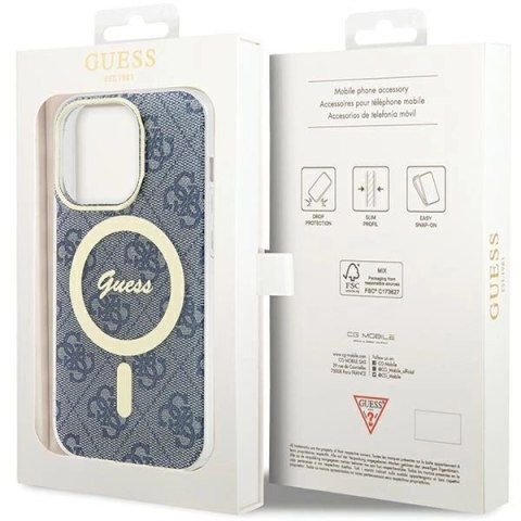 Etui Guess IML 4G MagSafe na iPhone 15 Pro - niebieskie