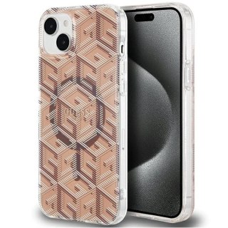 Etui Guess IML GCube MagSafe na iPhone 15 Plus / 14 Plus - brązowe