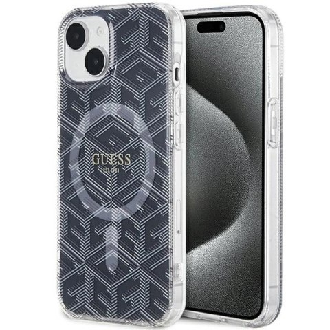 Etui Guess IML GCube MagSafe na iPhone 15 Plus / 14 Plus - czarne