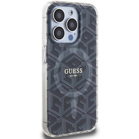 Etui Guess IML GCube MagSafe na iPhone 15 Pro Max - czarne