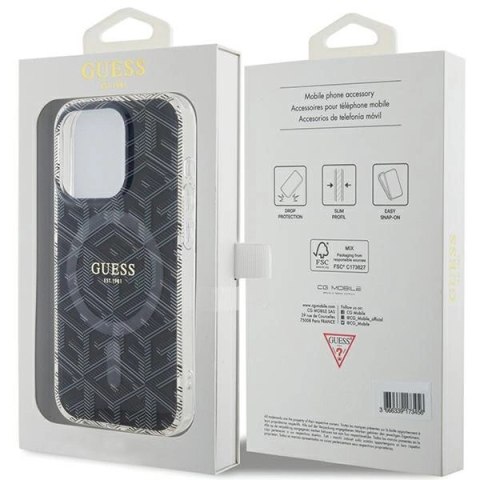 Etui Guess IML GCube MagSafe na iPhone 15 Pro Max - czarne