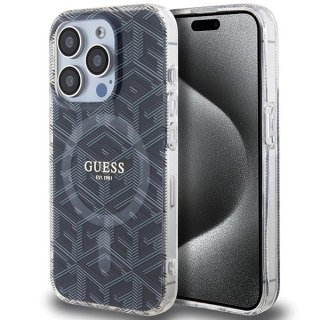 Etui Guess IML GCube MagSafe na iPhone 15 Pro - czarne