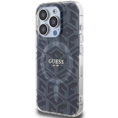Etui Guess IML GCube MagSafe na iPhone 15 Pro - czarne