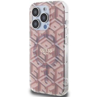 Etui Guess IML GCube MagSafe na iPhone 15 Pro - różowe