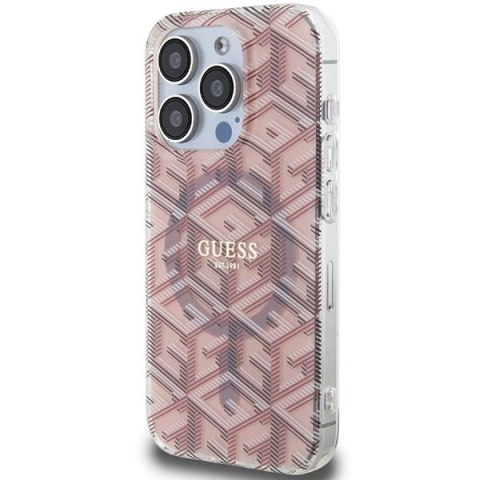 Etui Guess IML GCube MagSafe na iPhone 15 Pro - różowe