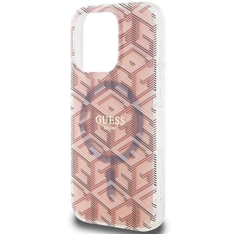 Etui Guess IML GCube MagSafe na iPhone 15 Pro - różowe