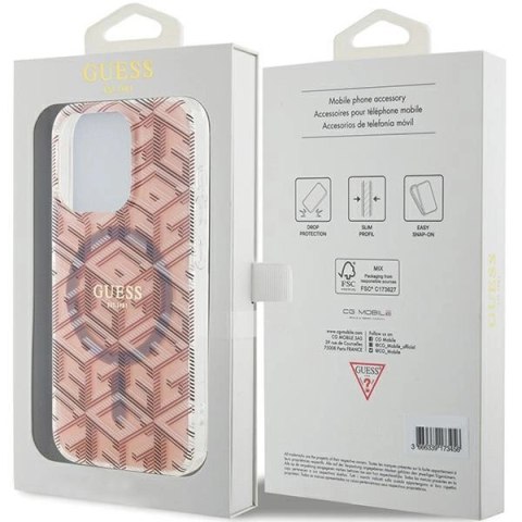Etui Guess IML GCube MagSafe na iPhone 15 Pro - różowe