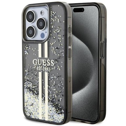 Etui Guess Liquid Glitter Gold Stripes na iPhone 15 Pro Max - czarne