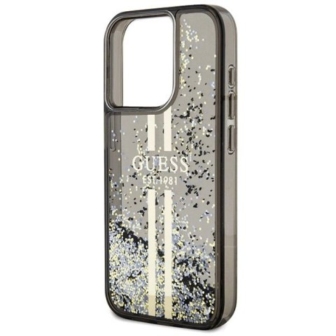 Etui Guess Liquid Glitter Gold Stripes na iPhone 15 Pro Max - czarne