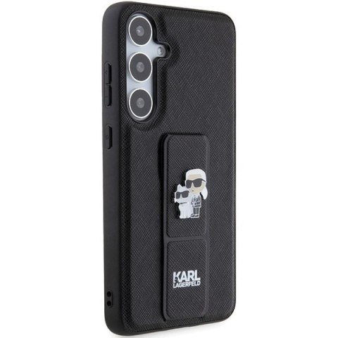 Etui Karl Lagerfeld Gripstand Saffiano Karl&Choupette Pins na Samsung Galaxy S24+ - czarne