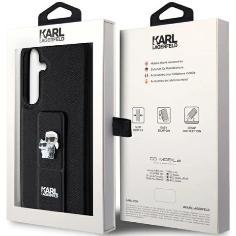 Etui Karl Lagerfeld Gripstand Saffiano Karl&Choupette Pins na Samsung Galaxy S24+ - czarne