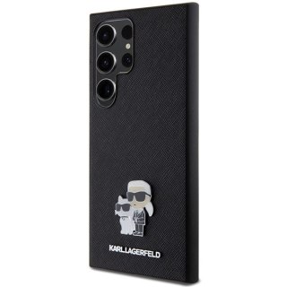 Etui Karl Lagerfeld Saffiano Karl&Choupette Metal Pin na Samsung Galaxy S24 Ultra - czarne