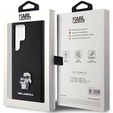 Etui Karl Lagerfeld Saffiano Karl&Choupette Metal Pin na Samsung Galaxy S24 Ultra - czarne Etui Karl Lagerfeld Saffiano Karl&Choupette Metal Pin na Samsung Galaxy S24 Ultra - czarne