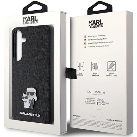 Etui Karl Lagerfeld Saffiano Karl&Choupette Metal Pin na Samsung Galaxy S24 - czarne