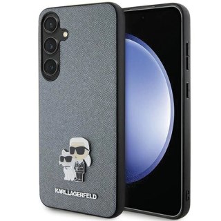 Etui Karl Lagerfeld Saffiano Karl&Choupette Metal Pin na Samsung Galaxy S24+ - szare