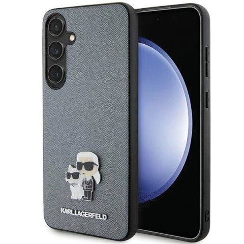 Etui Karl Lagerfeld Saffiano Karl&Choupette Metal Pin na Samsung Galaxy S24+ - szare Etui Karl Lagerfeld Saffiano Karl&Choupette Metal Pin na Samsung Galaxy S24+ - szare