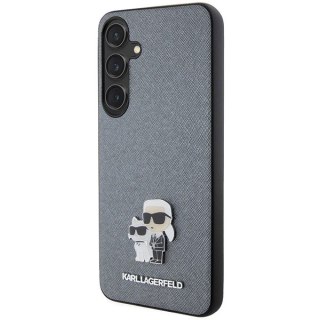 Etui Karl Lagerfeld Saffiano Karl&Choupette Metal Pin na Samsung Galaxy S24+ - szare