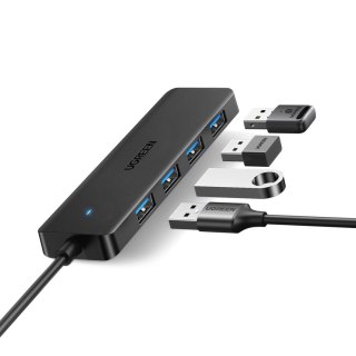 HUB Ugreen CM219 25851 z 4 portami USB-A 3.0 i kablem USB-A 3.0 15cm - czarny