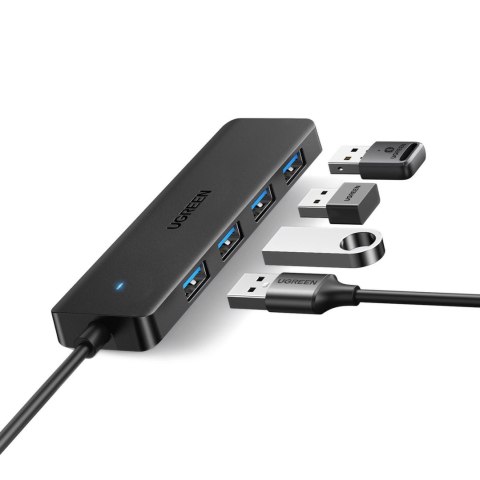 HUB Ugreen CM219 25851 z 4 portami USB-A 3.0 i kablem USB-A 3.0 15cm - czarny