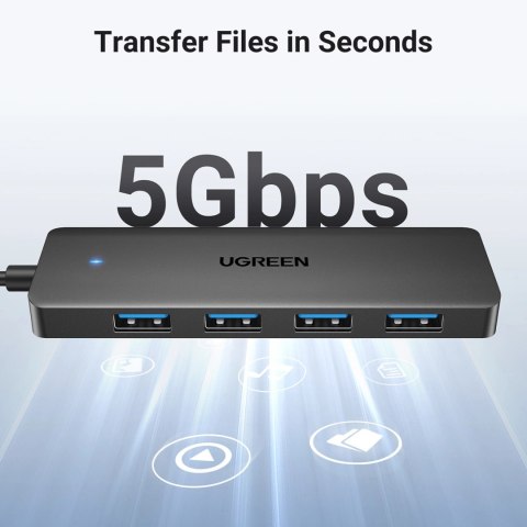 HUB Ugreen CM219 25851 z 4 portami USB-A 3.0 i kablem USB-A 3.0 15cm - czarny