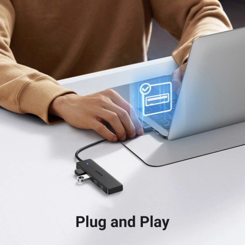 HUB Ugreen CM219 25851 z 4 portami USB-A 3.0 i kablem USB-A 3.0 15cm - czarny