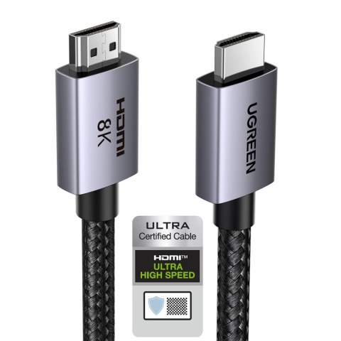 Kabel Ugreen HD171 25908 ze złączami HDMI 2.1 8K certyfikowany 1 m - szary Kabel Ugreen HD171 25908 ze złączami HDMI 2.1 8K certyfikowany 1 m - szary