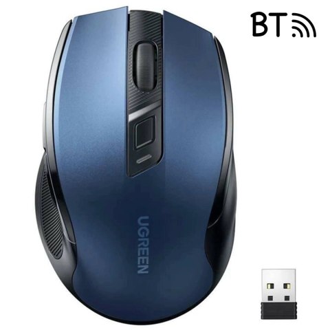 Mysz optyczna Ugreen MU006 bezprzewodowa USB 2.4GHz / Bluetooth 5.0 4000 DPI - niebieska Mysz optyczna Ugreen MU006 bezprzewodowa USB 2.4GHz / Bluetooth 5.0 4000 DPI - niebieska