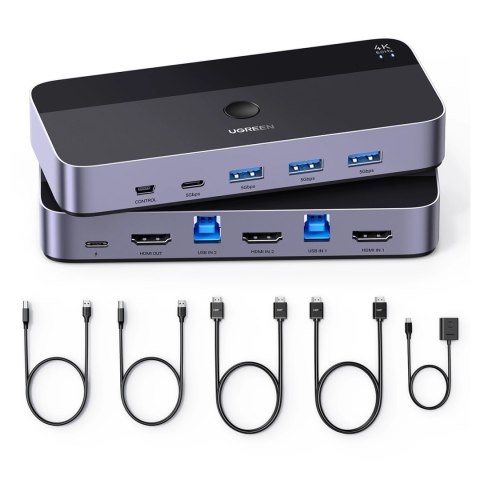 Przełącznik KVM Ugreen CM664 HDMI switch 2w1 - czarny Przełącznik KVM Ugreen CM664 HDMI switch 2w1 - czarny