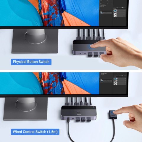 Przełącznik KVM Ugreen CM664 HDMI switch 2w1 - czarny Przełącznik KVM Ugreen CM664 HDMI switch 2w1 - czarny