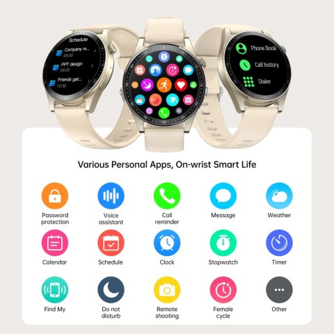 Smartwatch Joyroom Classic Series JR-FC2 z funkcją odbierania połączeń / ochroną IP68 - złoty Smartwatch Joyroom Classic Series JR-FC2 z funkcją odbierania połączeń / ochroną IP68 - złoty