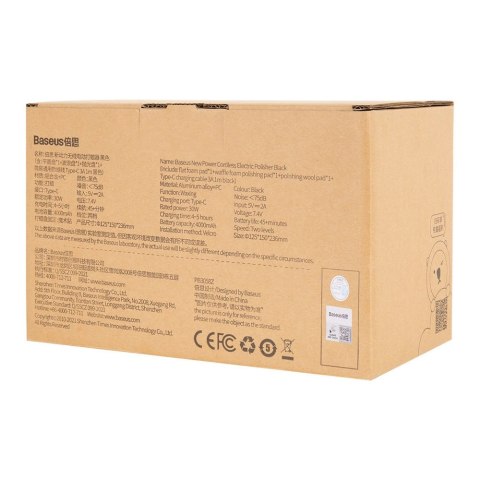 Baseus bezprzewodowa elektryczna maszyna polerska 30W 4000mAh czarna (CRDLQ-B01) Baseus bezprzewodowa elektryczna maszyna polerska 30W 4000mAh czarna (CRDLQ-B01)