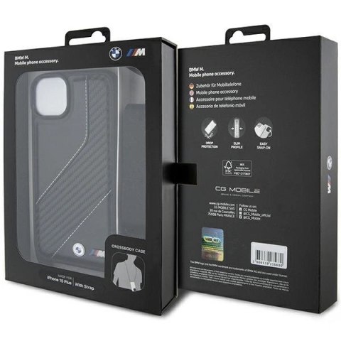 Etui BMW M Edition Carbon Stripe & Strap na iPhone 15 / 14 / 13 - czarne Etui BMW M Edition Carbon Stripe & Strap na iPhone 15 / 14 / 13 - czarne