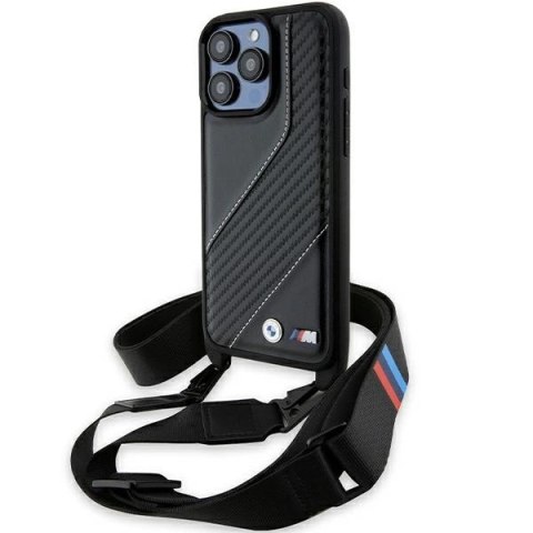 Etui BMW M Edition Carbon Stripe & Strap na iPhone 15 Pro - czarne Etui BMW M Edition Carbon Stripe & Strap na iPhone 15 Pro - czarne
