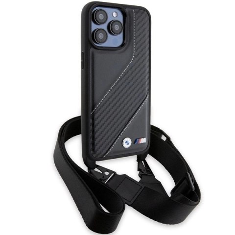 Etui BMW M Edition Carbon Stripe & Strap na iPhone 15 Pro - czarne Etui BMW M Edition Carbon Stripe & Strap na iPhone 15 Pro - czarne