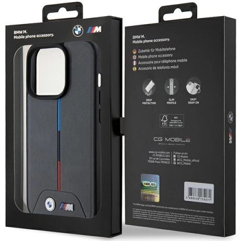 Etui BMW M Quilted Tricolor MagSafe na iPhone 15 Pro - szare Etui BMW M Quilted Tricolor MagSafe na iPhone 15 Pro - szare