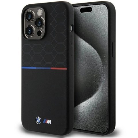Etui BMW M Silicone Pattern MagSafe na iPhone 15 Pro Max - czarne Etui BMW M Silicone Pattern MagSafe na iPhone 15 Pro Max - czarne