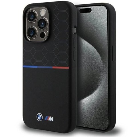 Etui BMW M Silicone Pattern MagSafe na iPhone 15 Pro - czarne Etui BMW M Silicone Pattern MagSafe na iPhone 15 Pro - czarne