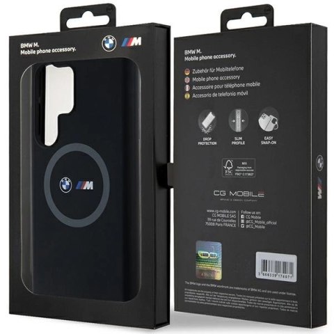 Etui BMW M Silicone Printed Ring MagSafe na Samsung Galaxy S24 Ultra - czarne Etui BMW M Silicone Printed Ring MagSafe na Samsung Galaxy S24 Ultra - czarne
