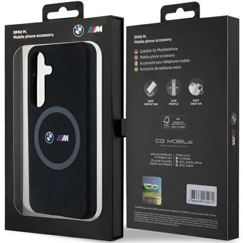 Etui BMW M Silicone Printed Ring MagSafe na Samsung Galaxy S24 - czarne Etui BMW M Silicone Printed Ring MagSafe na Samsung Galaxy S24 - czarne