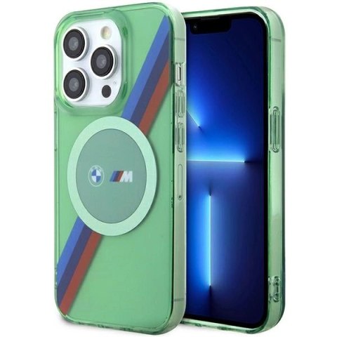 Etui BMW M Tricolor Stripes MagSafe na iPhone 15 Pro - zielone Etui BMW M Tricolor Stripes MagSafe na iPhone 15 Pro - zielone
