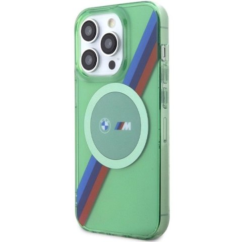 Etui BMW M Tricolor Stripes MagSafe na iPhone 15 Pro - zielone Etui BMW M Tricolor Stripes MagSafe na iPhone 15 Pro - zielone