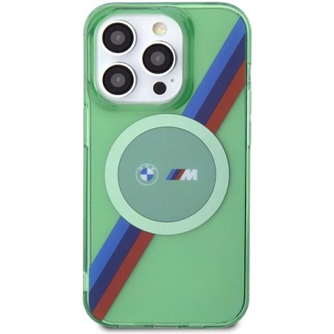 Etui BMW M Tricolor Stripes MagSafe na iPhone 15 Pro - zielone Etui BMW M Tricolor Stripes MagSafe na iPhone 15 Pro - zielone