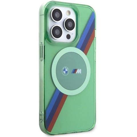 Etui BMW M Tricolor Stripes MagSafe na iPhone 15 Pro - zielone Etui BMW M Tricolor Stripes MagSafe na iPhone 15 Pro - zielone