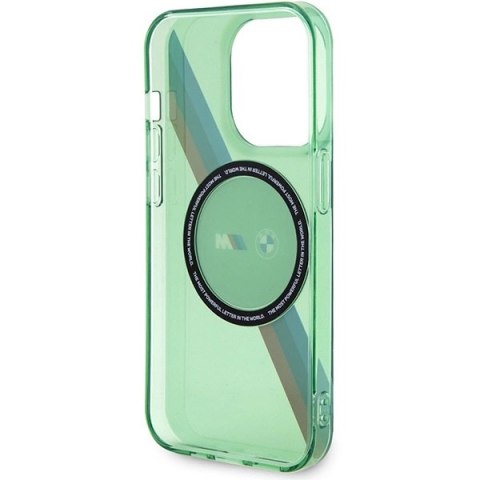 Etui BMW M Tricolor Stripes MagSafe na iPhone 15 Pro - zielone Etui BMW M Tricolor Stripes MagSafe na iPhone 15 Pro - zielone