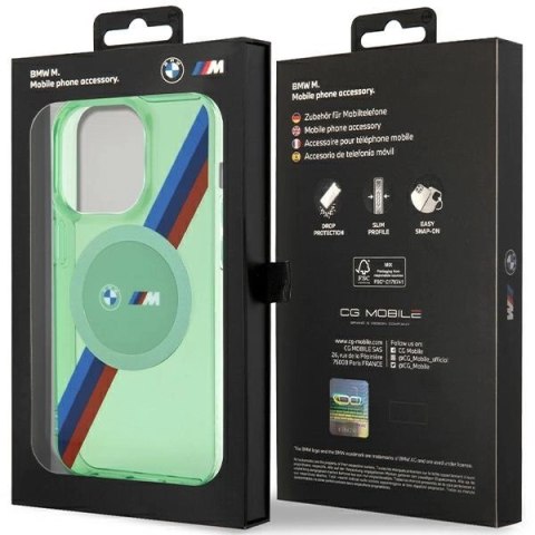 Etui BMW M Tricolor Stripes MagSafe na iPhone 15 Pro - zielone Etui BMW M Tricolor Stripes MagSafe na iPhone 15 Pro - zielone